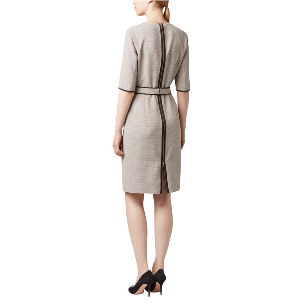 HUGO BOSS Checked Dress with Belt Back Full Zipper Women’s Size 10 - Picture 2 of 3